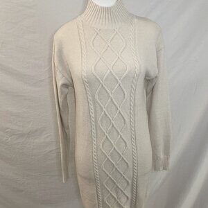 Cream Cable Knit Sweater Dress